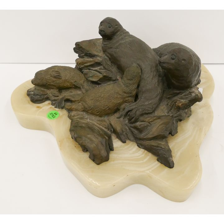 Brad Lorang Seals Bronze Figure Group 1979 Edition 2/20- 6x15''