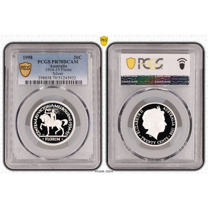 1934-35 Florin Silver, Twenty Cent, 1998, PCGS PR70DCAM