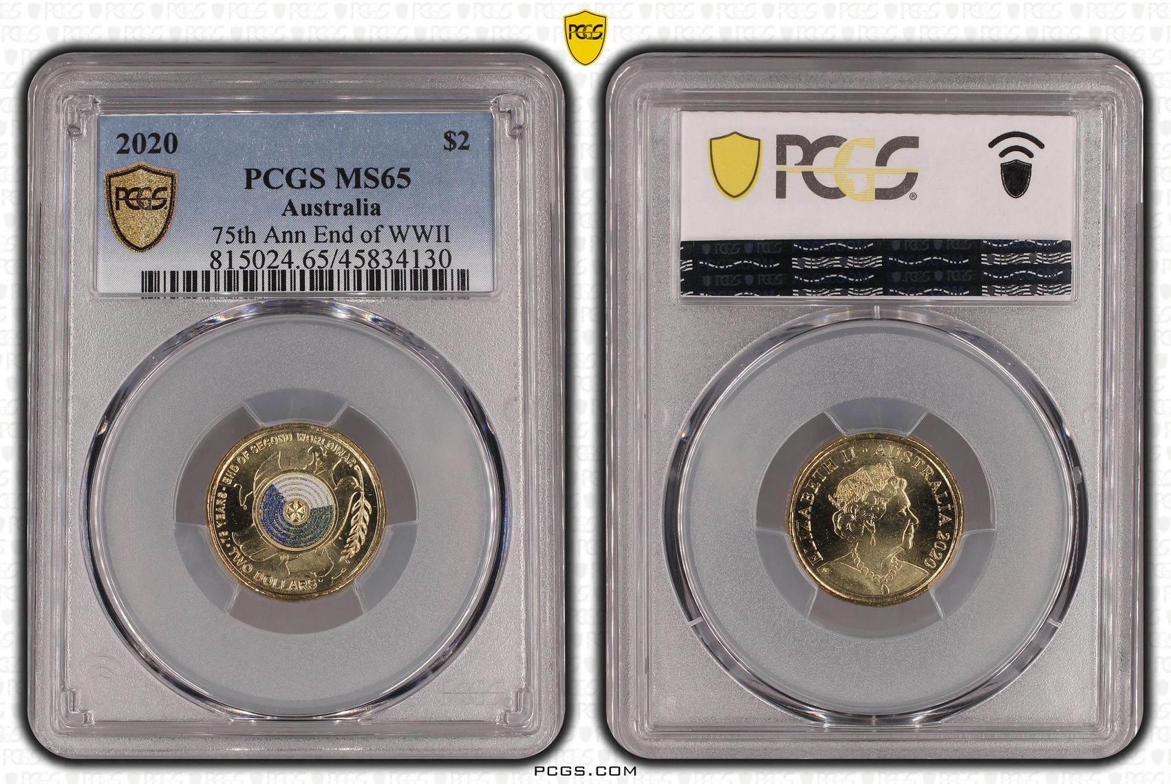 75th Ann End of WWII Colourised, Two Dollar, 2020, PCGS MS65