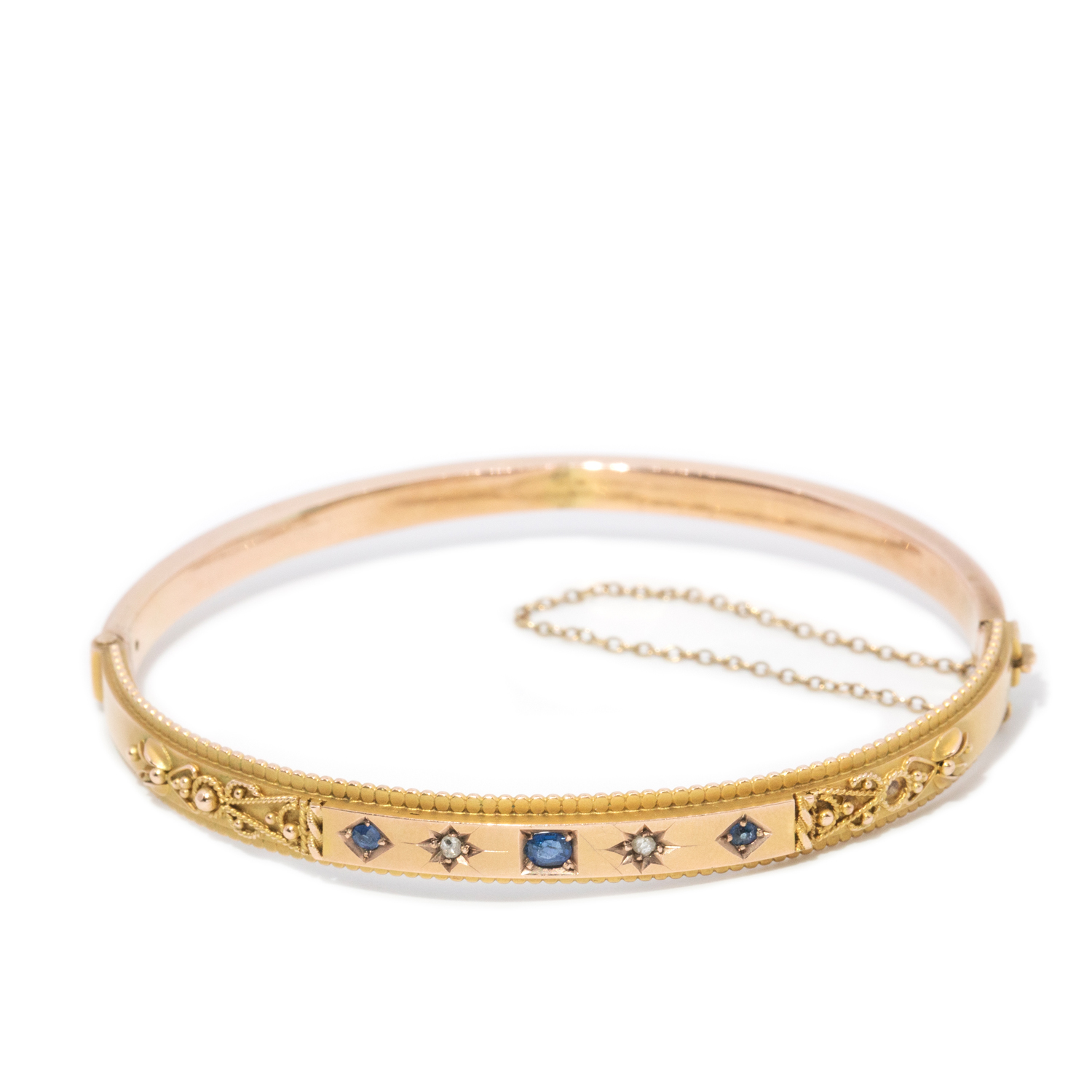 9ct Sapphire and Diamond Bangle