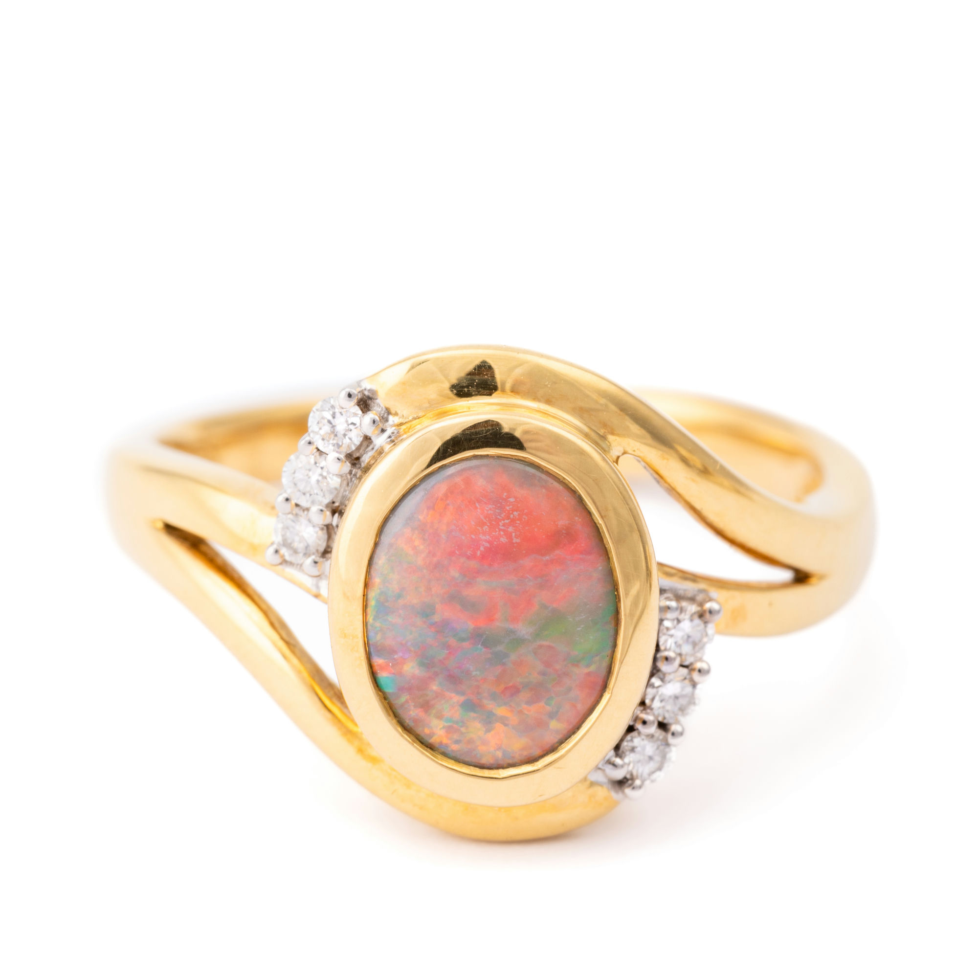 Opal & Diamond Ring 18ct Gold,