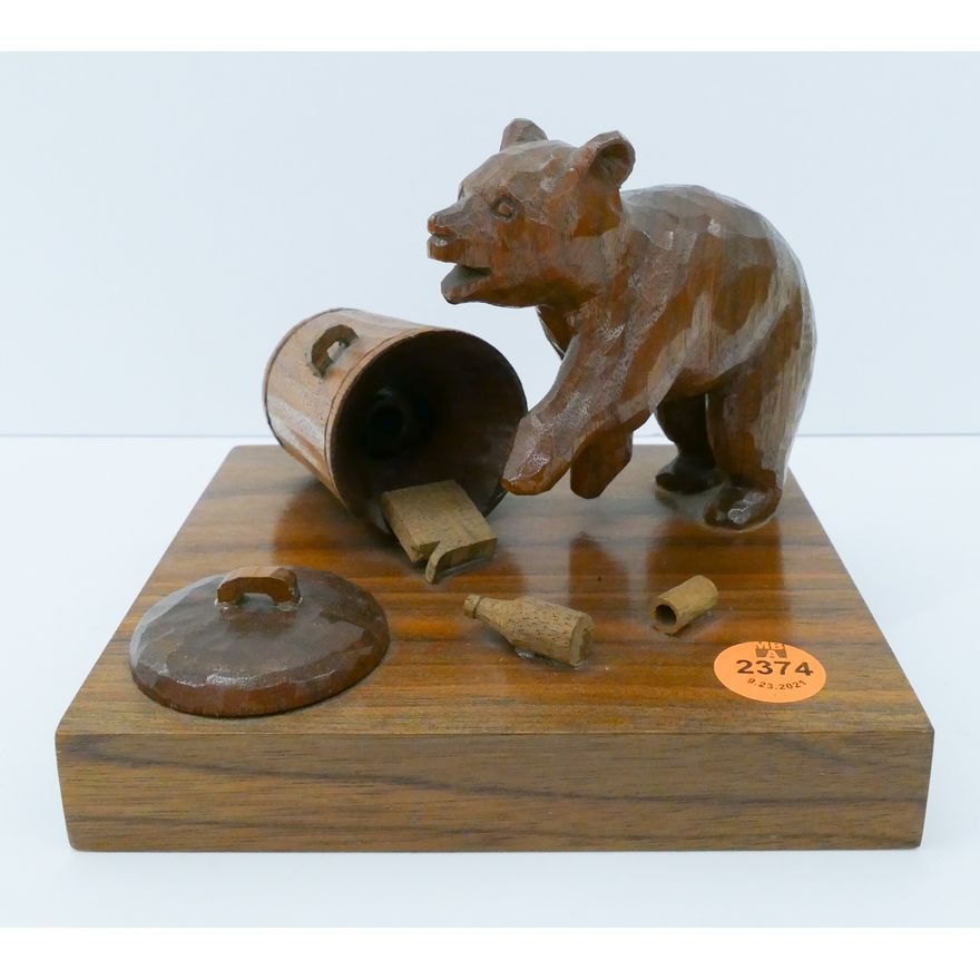 John Cowden Carved Wood Naughty Bear Wood Carving- 5.5''