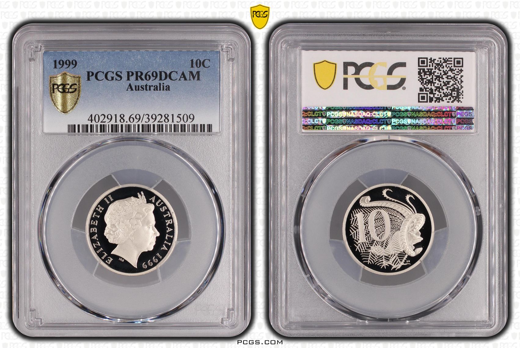 Ten Cent, 1999, Pcgs Pr69dcam