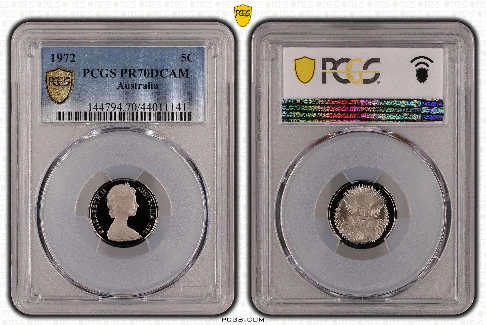 1972 Australia Five Cent, 5c PCGS - PR70DCAM POP 9/0 -141