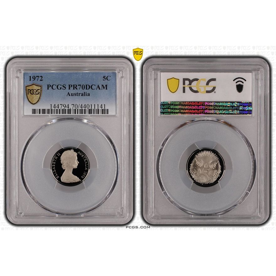 1972 Australia Five Cent, 5c PCGS - PR70DCAM POP 9/0 -141