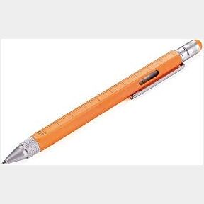 TROIKA Multitasking Ballpoint Pen Mini Tool CONSTRUCTION Neon Orange Silver - TROIKA Germany | AS 51695/1808 B1 (S6) SB(4)