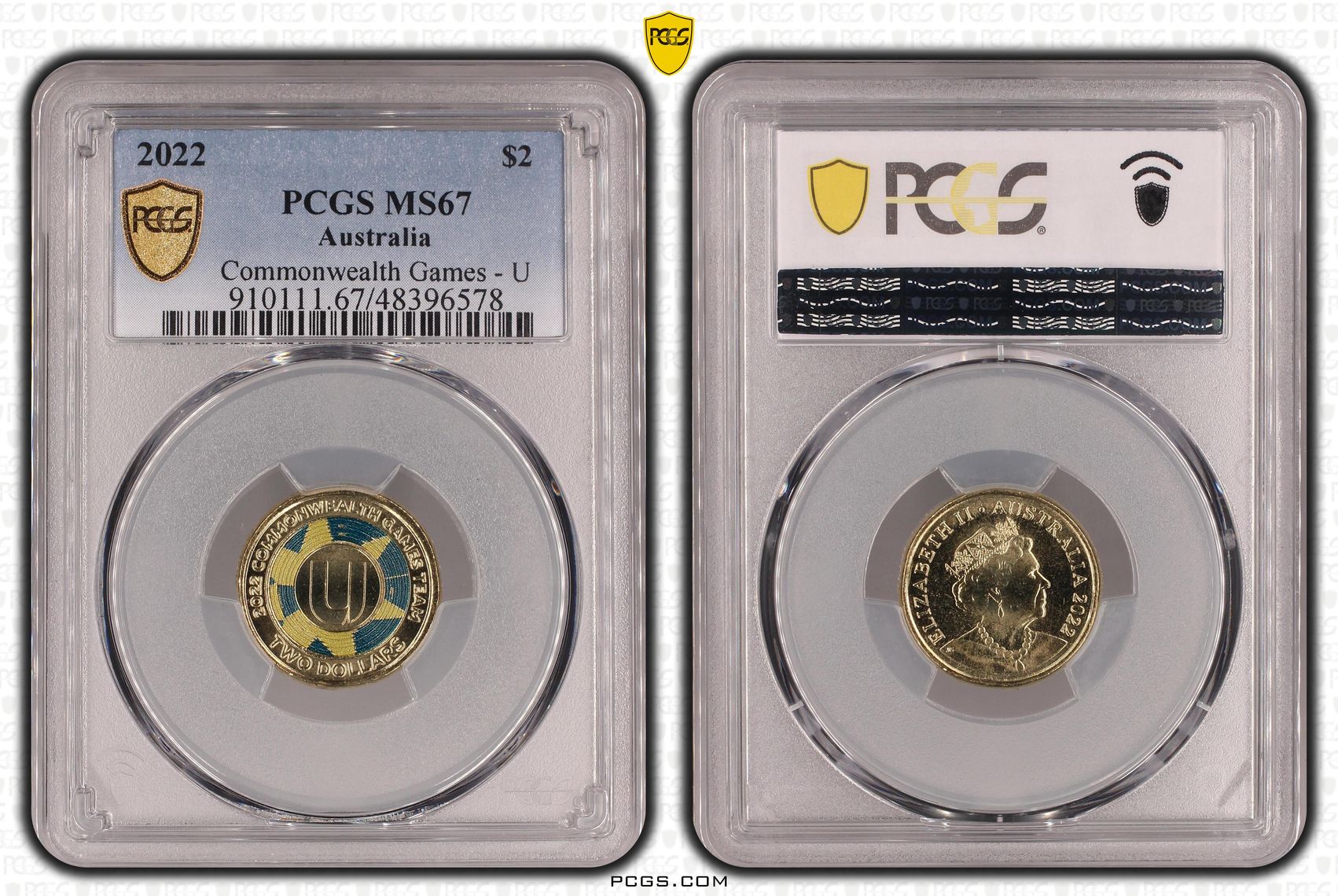Commonwealth Games - U Colorized, Two Dollar, 2022, PCGS MS67