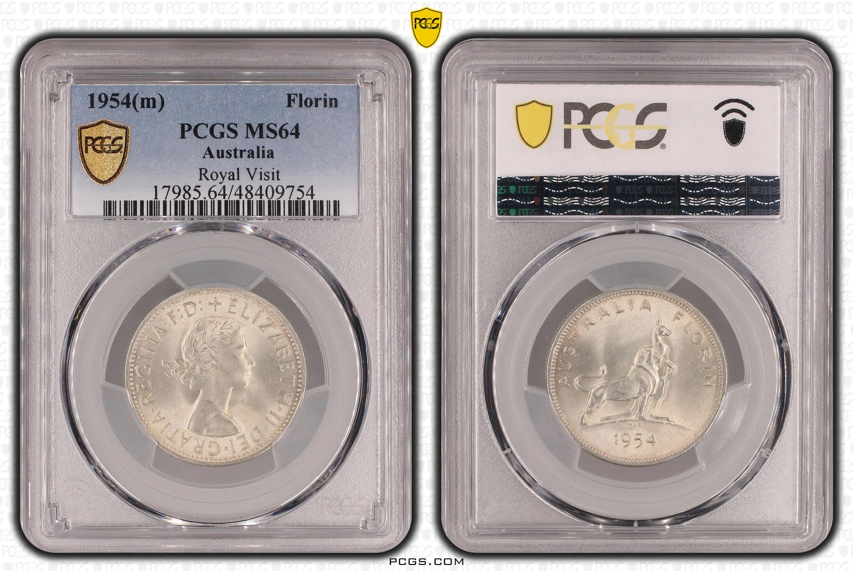 Elizabeth II, Royal Visit, Florin, 1954(m), PCGS MS64