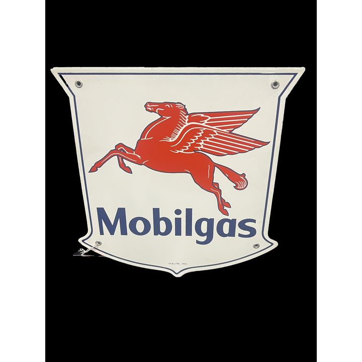 Mobil Gas Porcelain Pump Plate Sign W/Pegasus