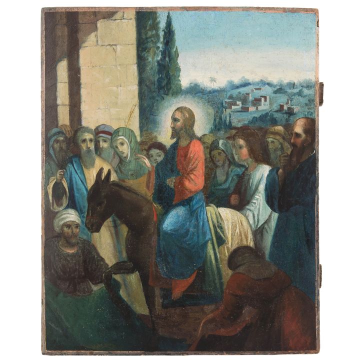 Ikona - Wjazd Chrystusa do Jerozolimy, Rosja, XIX w.
