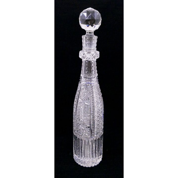 Brilliant Cut Glass Tall Wine Bottle- 15.5''