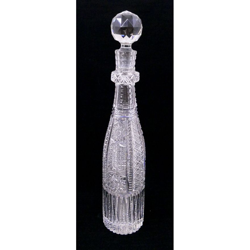 Brilliant Cut Glass Tall Wine Bottle- 15.5''