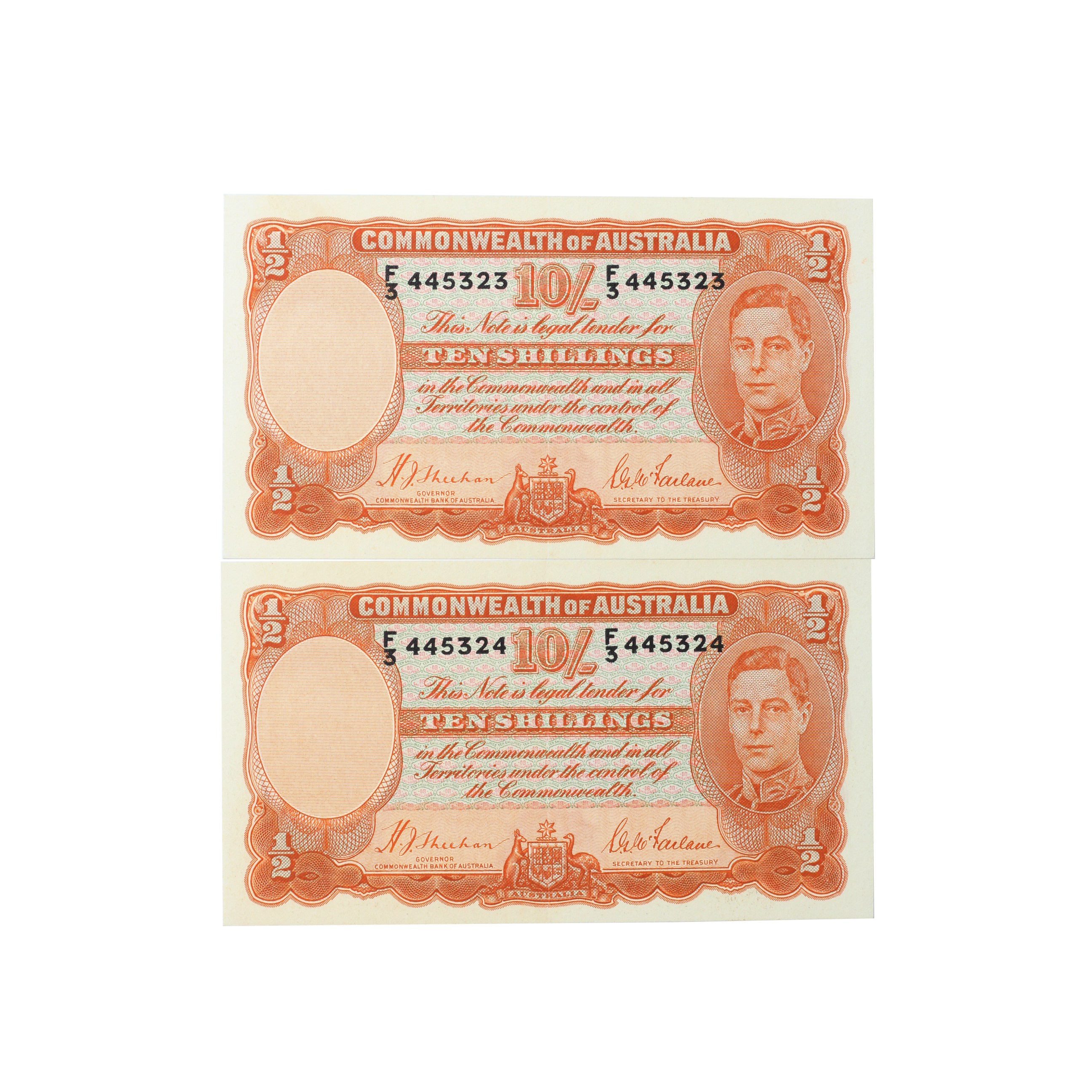 1953. · Sheehan/MacFarlane, Ten Shillings,  1939, aUNC