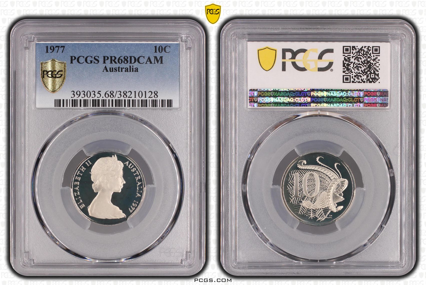 Elizabeth II, Ten Cent, 1977, PCGS PR68DCAM