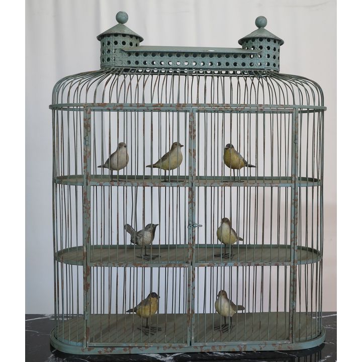 LARGE STEEL CAGE WITH BIRDS