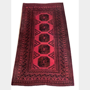 Afghan elephant foot print design runner with valuation certificate 1,94 x 1,03 - 50698/267