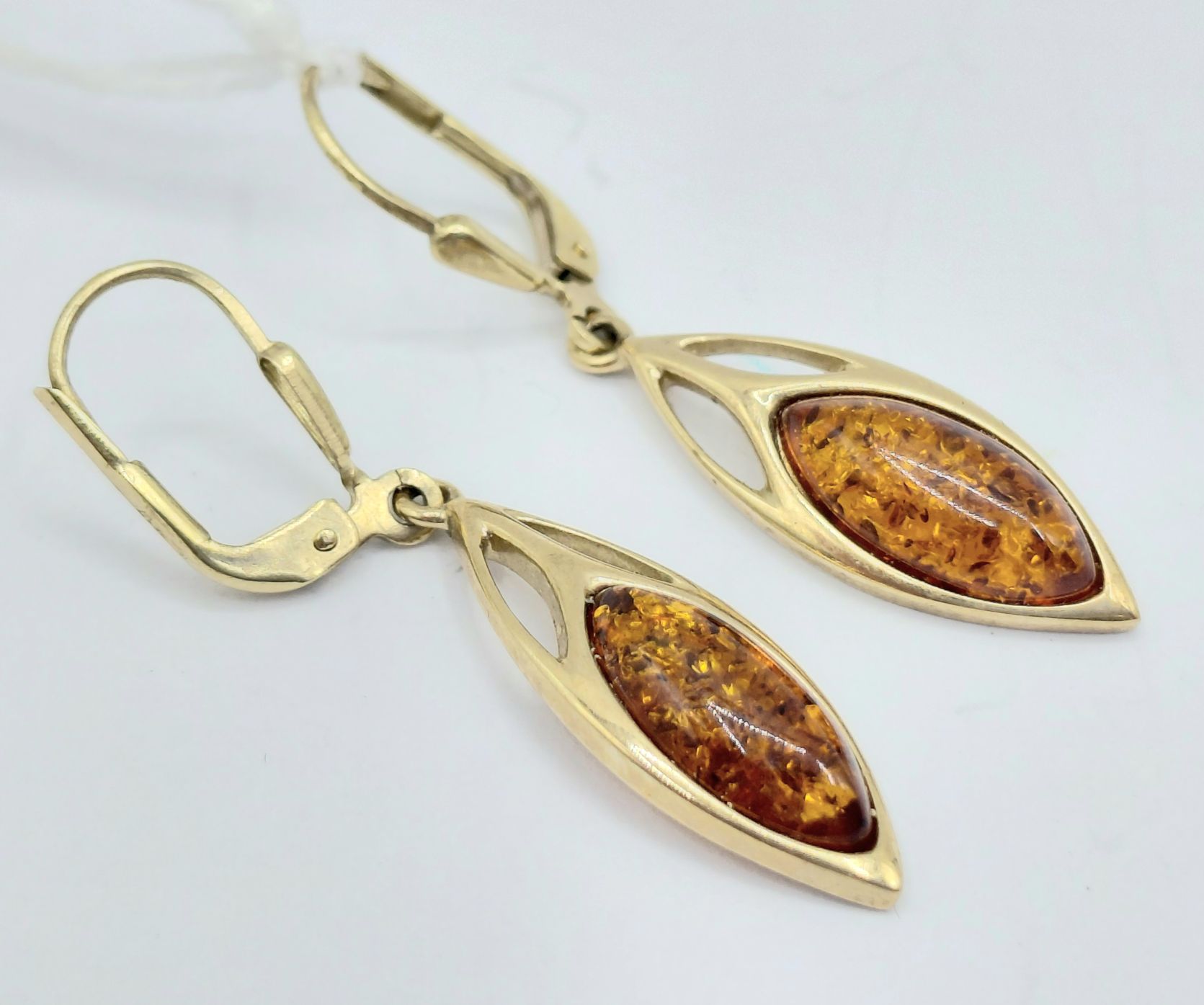 9ct Pair Of Amber Earrings