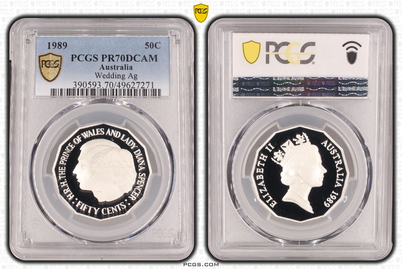 Wedding Ag POP 41/0, Fifty Cent, 1989, PCGS PR70DCAM