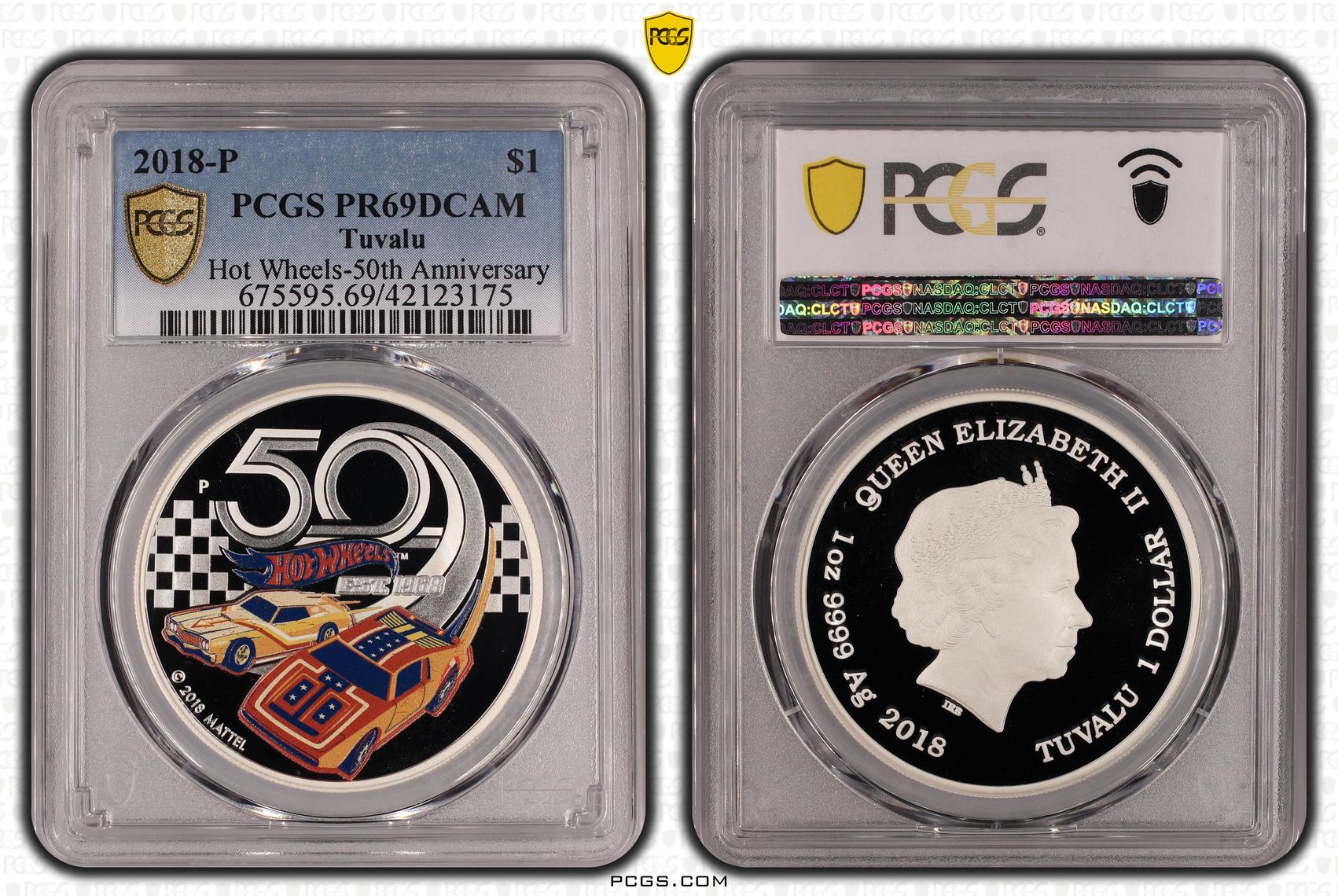 Tuvalu, Hot Wheels-50th Anniversary, One Dollar, 2018-P, PCGS PR69DCAM