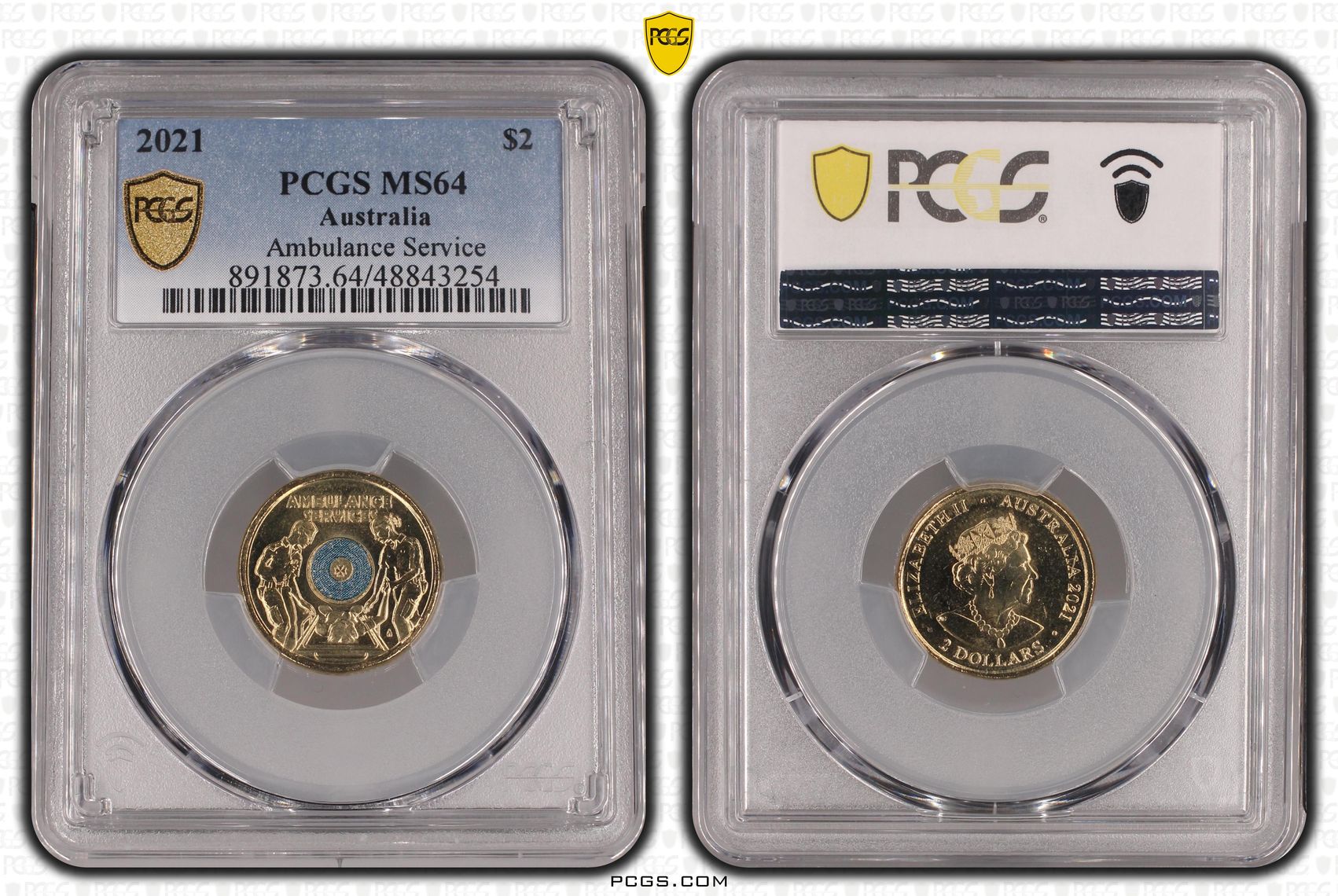 Elizabeth II, Ambulance Service - Colorized , Two Dollar, 2021, PCGS MS64