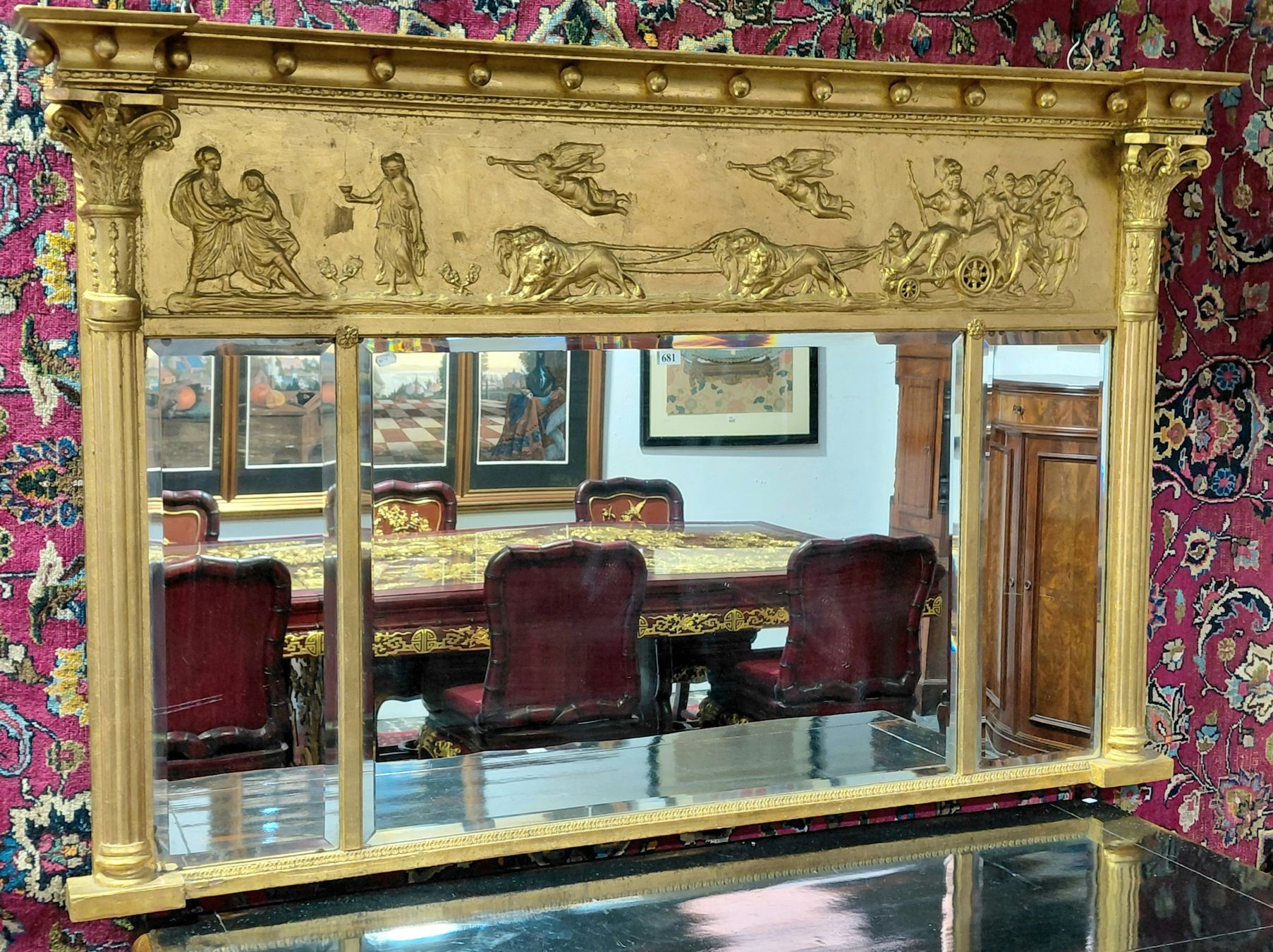 681 · A REGENCY GILT WOOD OVERMANTLE MIRROR