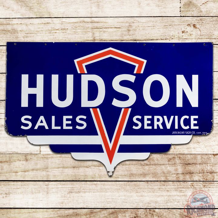 Hudson Automobiles Sales & Service Die Cut DS Porcelain Sign