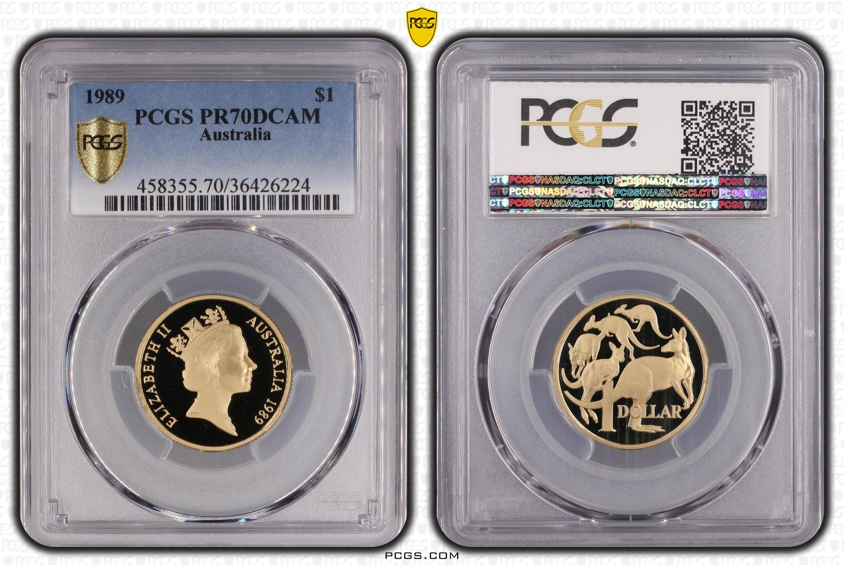 349 · 1989 Australia One Dollar, $1 Proof PCGS - PR70DCAM POP 37/0 -224