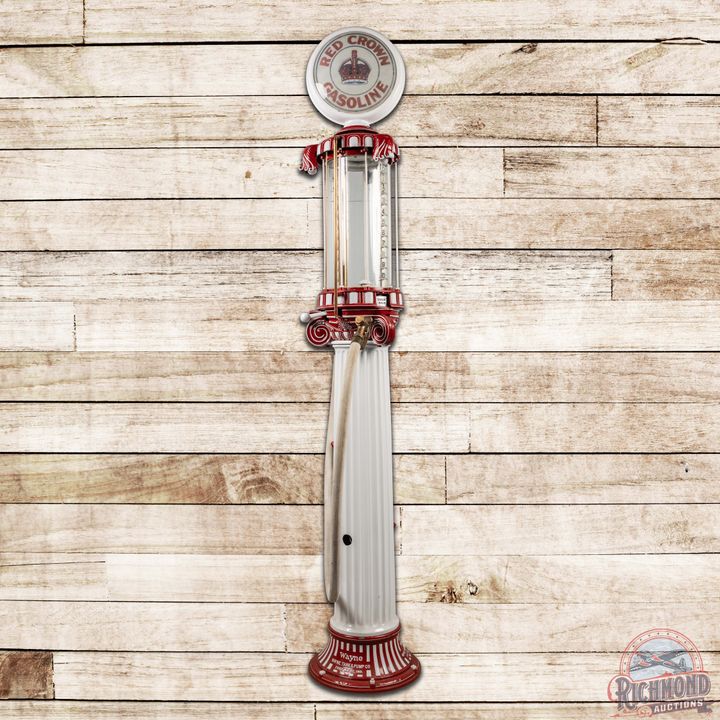 Wayne Roman Column Ten Gallon Visible Gas Pump Restored Red Crown