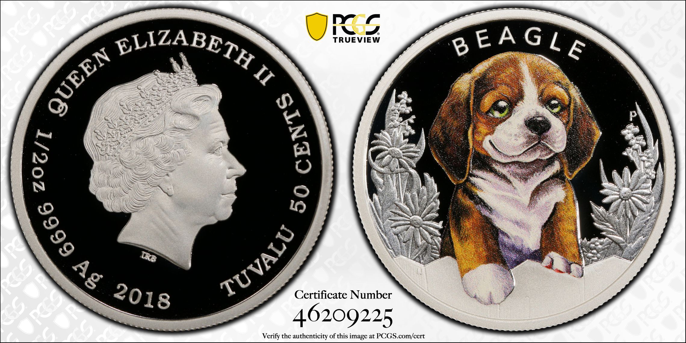 Tuvalu, Beagle POP 2/0, Fifty Cent, 2018-P, PCGS PR70DCAM