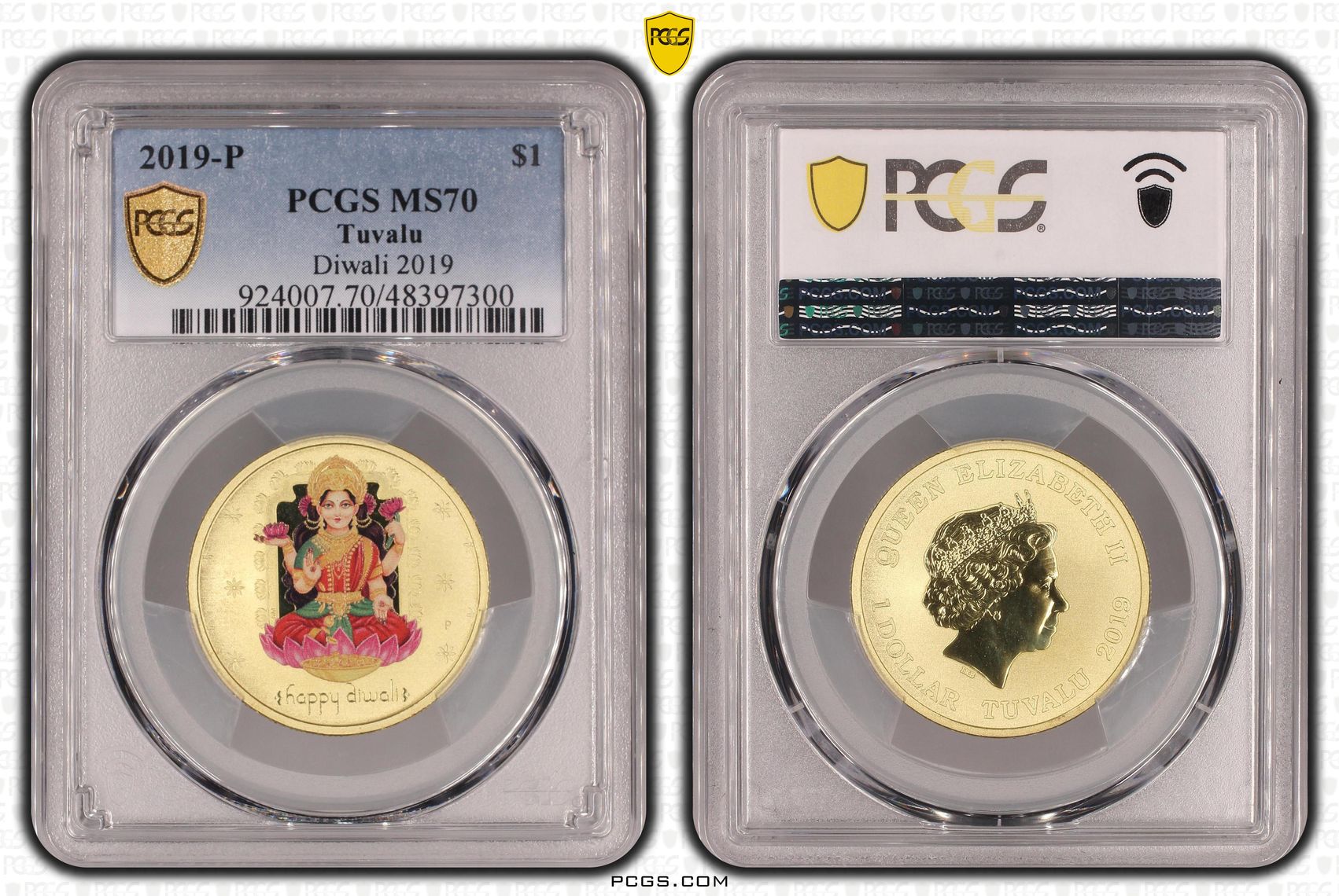 Tuvalu, Diwali 2019, POP 6/0, One Dollar, 2019-P, PCGS MS70