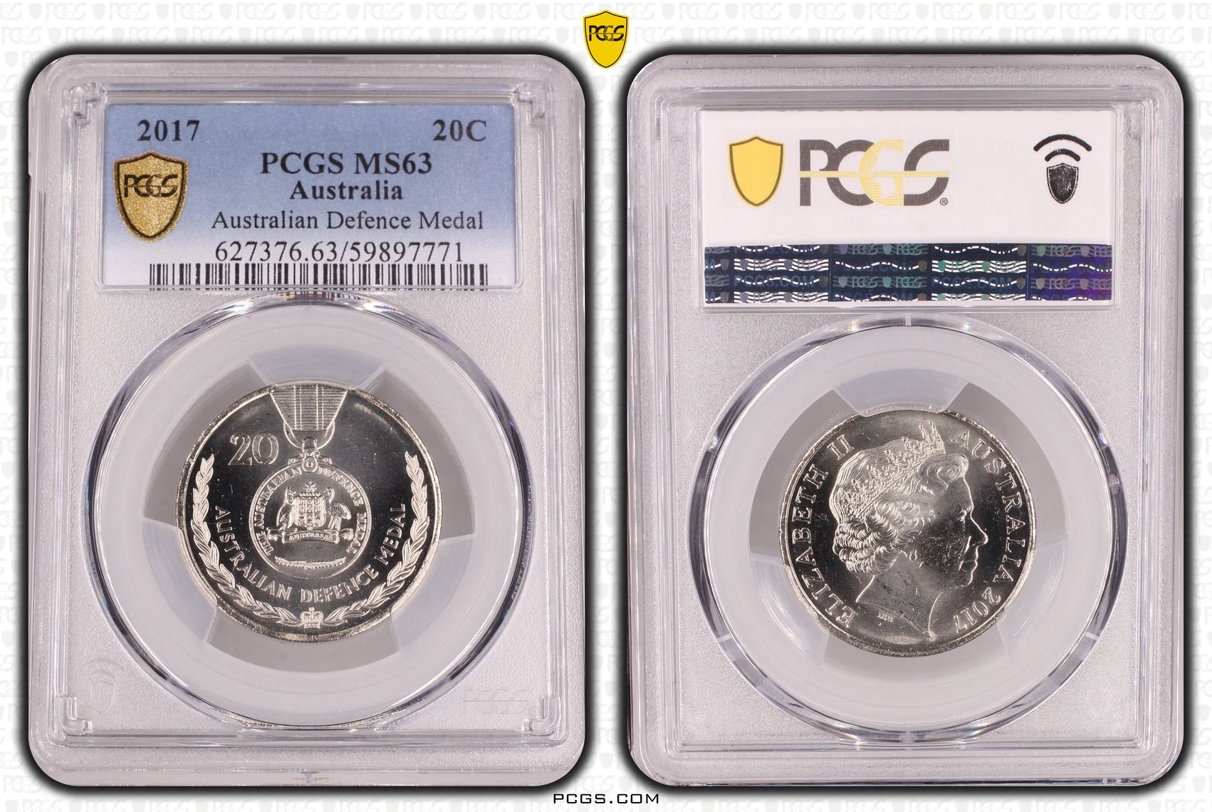 Australian Defence Medal, Twenty Cent, 2017, PCGS MS63