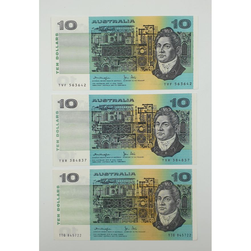 Aus. K/S $10 Notes (x3)