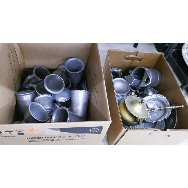 2 Large Boxes Pewter Ware
