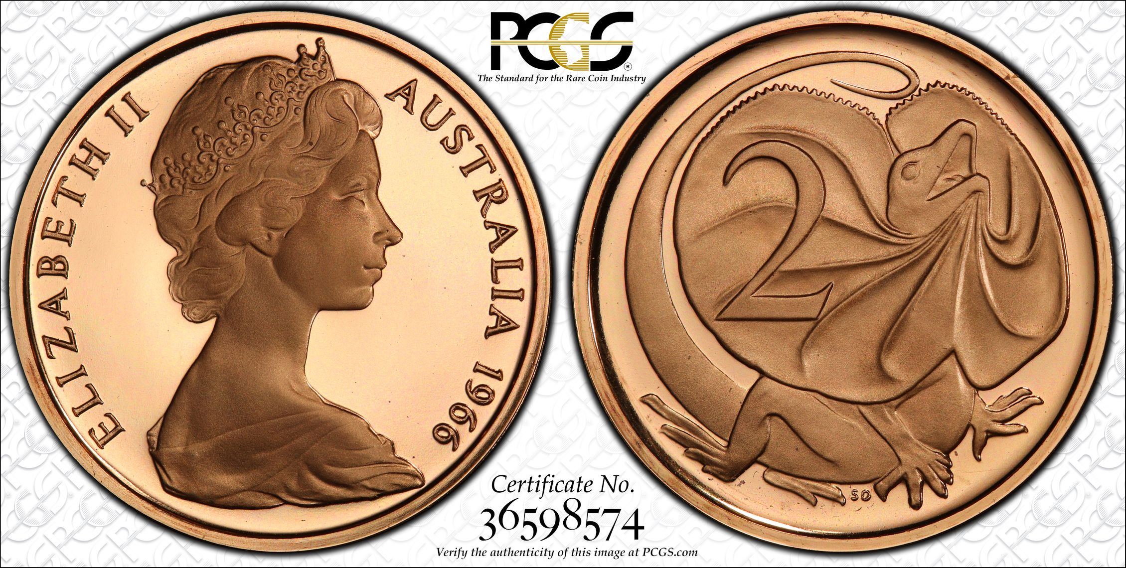 25 · 1966 Australia Two Cent, 2c PCGS - PR69DCAM -574