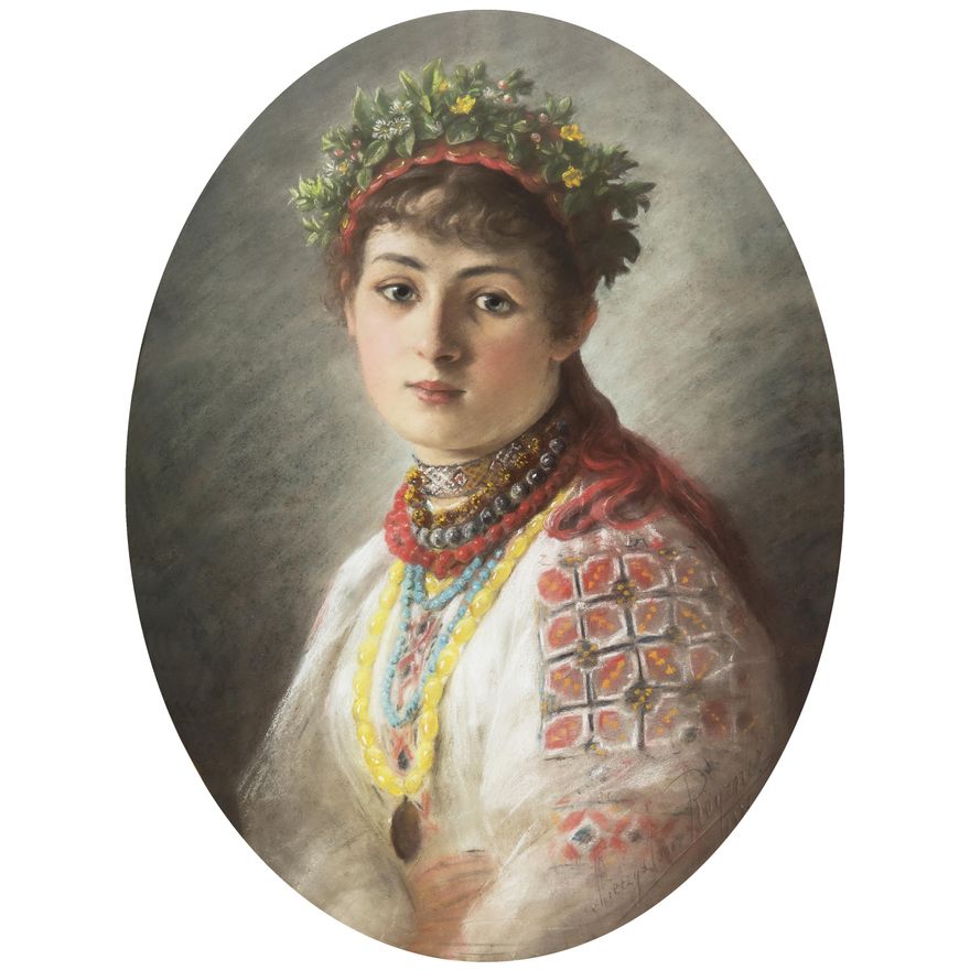 Mieczysław Reyzner | Portret dziewczyny w ślubnym stroju, 1887 r.