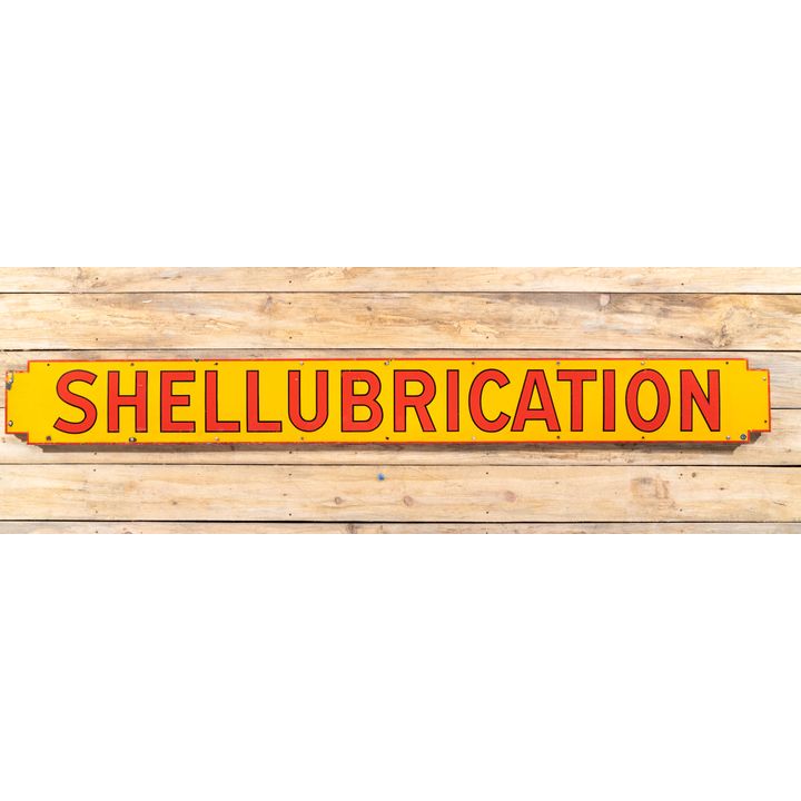 9' Shell Shellubrication Single Sided Porcelain Diecut Sign TAC 8.25