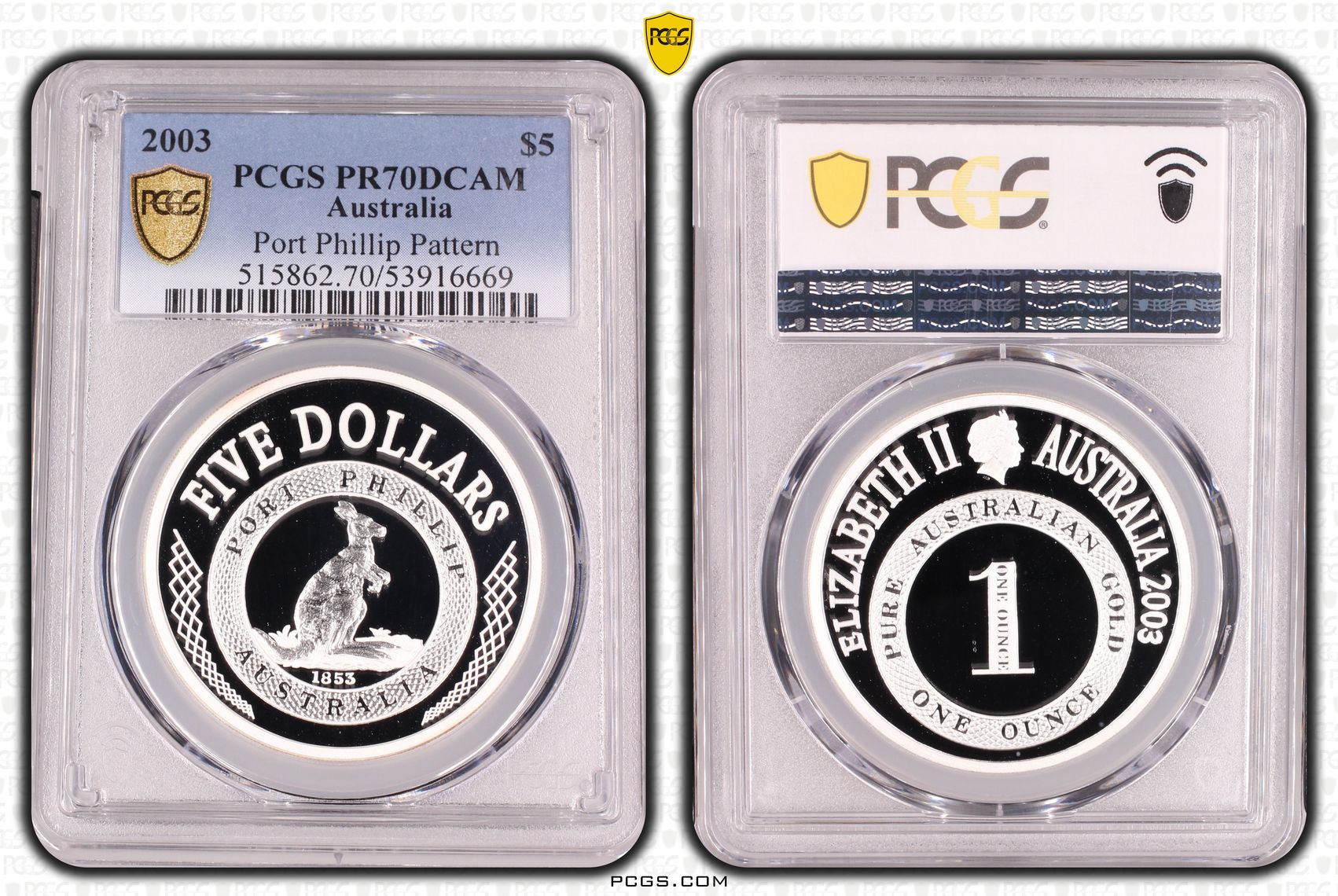 Port Phillip Pattern, Five Dollar, 2003, PR70DCAM