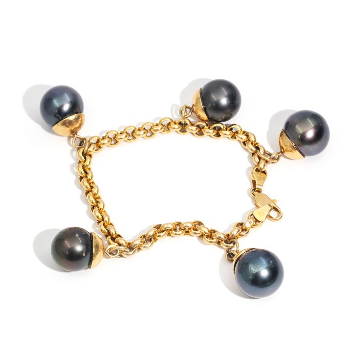 13 to 14.5 Millimetre Tahitian Pearl Gold Bracelet