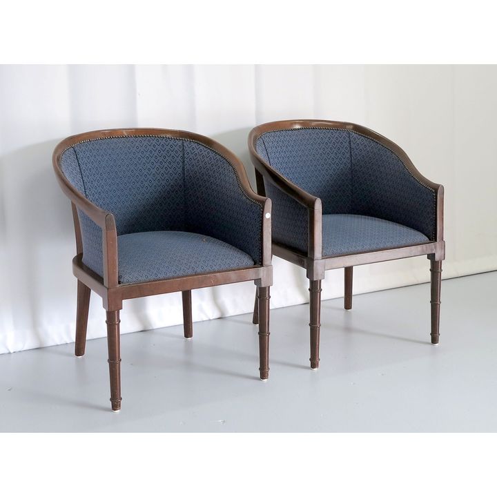 PAIR OF UPHOLSTERED TUB CHAIRS