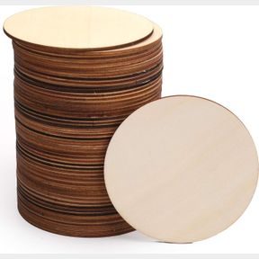 FORAINEAM 100 PIECES 4 INCH UNFINISHED WOOD CIRCLE CUTOUTS ROUND NATURAL WOODEN CRAFT CIRCLES SLICES FOR WOODEN COASTERS, DIY CRAF