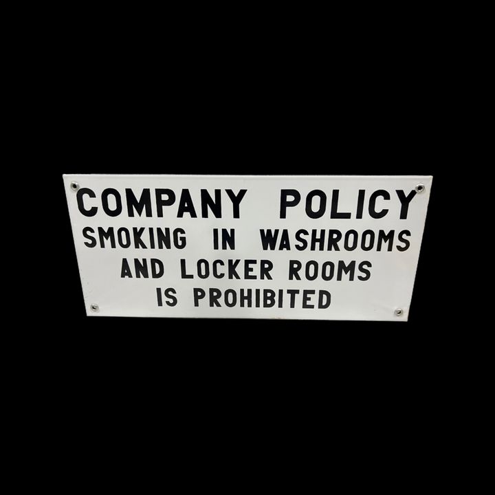Prohibited Smoking In Washrooms Locker Rooms Bathroom Restroom Porcelain Sign