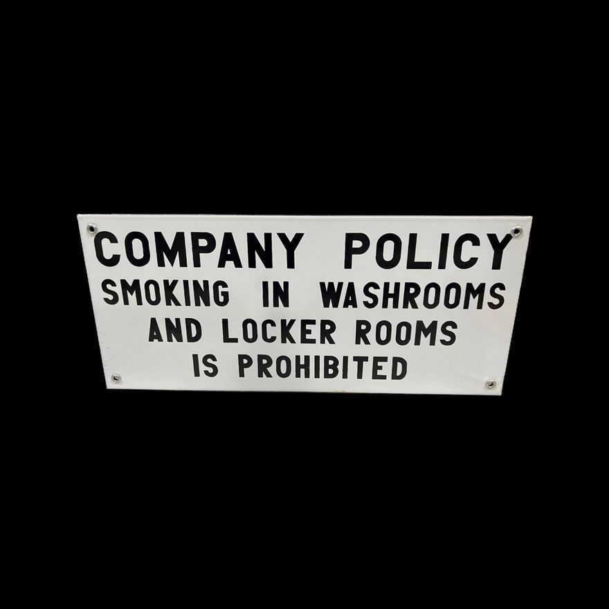 Prohibited Smoking In Washrooms Locker Rooms Bathroom Restroom Porcelain Sign