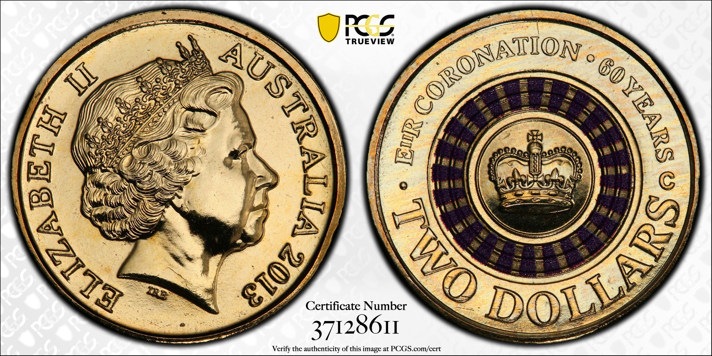 395 · Elizabeth II, Coronation Colorized , Two Dollar, 2013-C, PCGS MS68