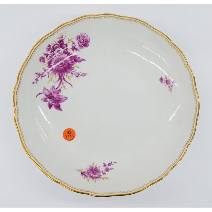 Meissen Pink Flower Porcelain Serving Bowl- 10"