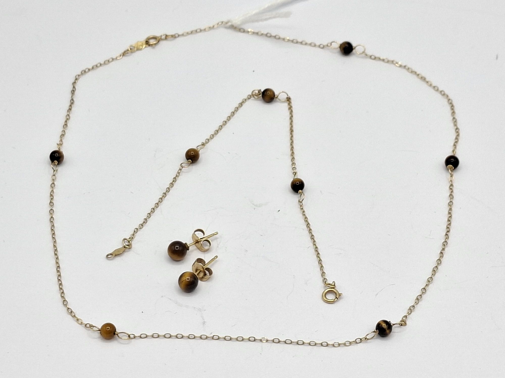 14ct Gold Tiger Eye Jewellery Suite