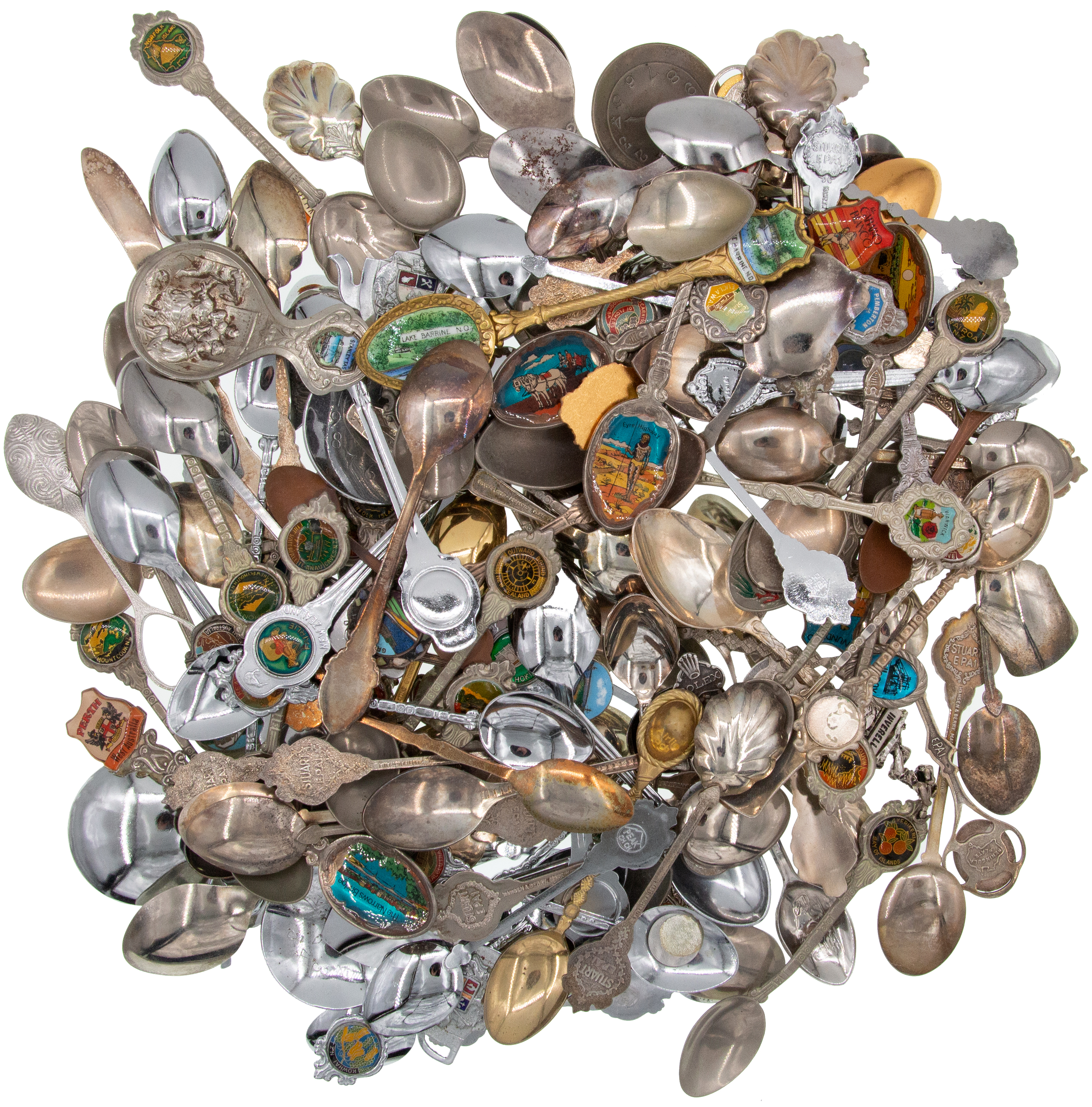 World, Souvenir Teaspoons, 1940 - 1990, VGC