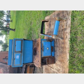 Antique cast iron and porcelain "Royal Blue" wood stove