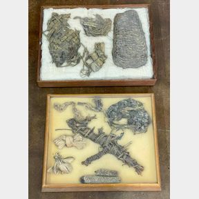 Prehistoric Woven Moccasins, Etc. In Two Frames