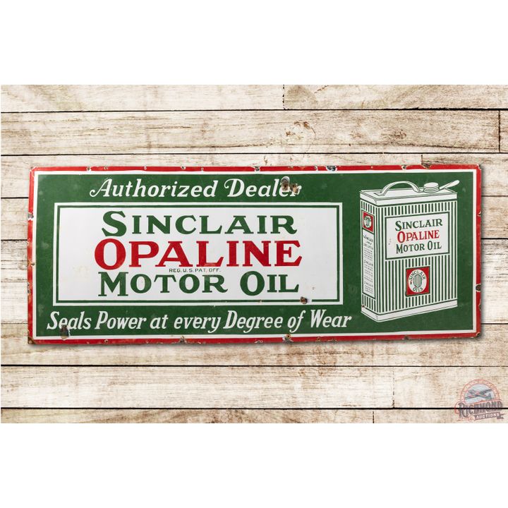 6' Sinclair Opaline Motor Oil Porcelain Sign w/ Can