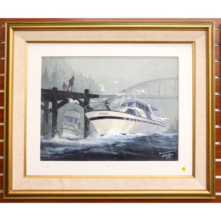 Austin Dwyer (WA) ''Evening in LaConner'' 1978 Oil Painting Framed 31''x37''